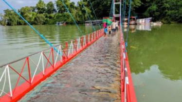 বিপৎসীমায় কাপ্তাই হ্রদের পানি, ডুবল ঝুলন্ত সেতু