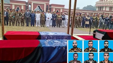 জানাজা শেষে নিহত ৬ শান্তিরক্ষী সেনার প্রতি রাষ্ট্রপতি-প্রধান উপদেষ্টার শ্রদ্ধা