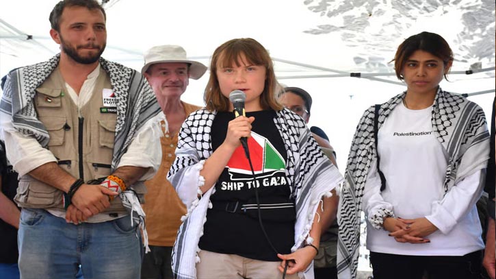 গ্রেটা থুনবার্গকে ইসরায়েলি পতাকায় চুমু খেতে বাধ্য করে সেনাবাহিনী