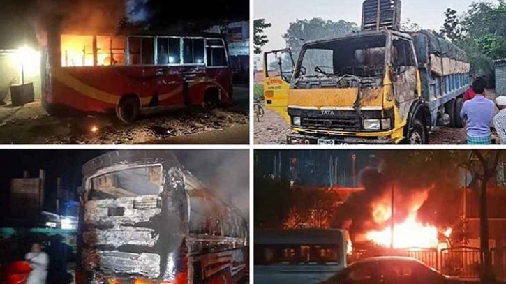 লকডাউন’ কর্মসূচিতে সারাদেশে একদিনে ১২ যানবাহনে আগুন