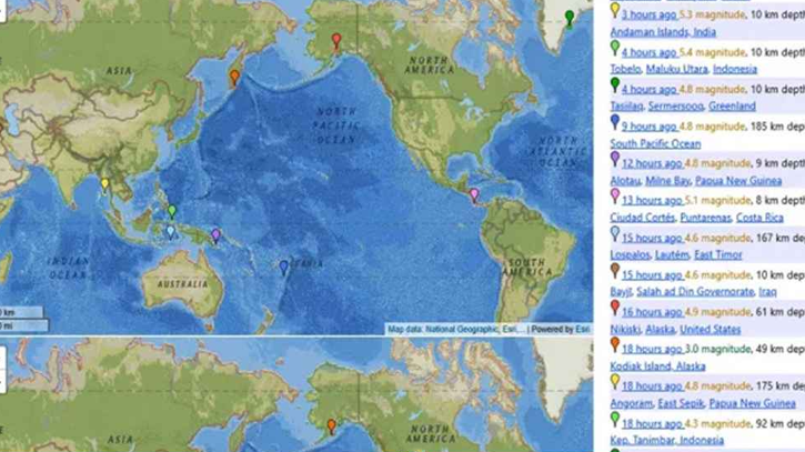 বিশ্বে ২৪ ঘণ্টায় ৯১টি ভূমিকম্প
