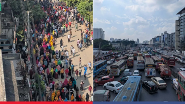 আবারও উত্তরায় পোশাকশ্রমিকদের সড়ক অবরোধ